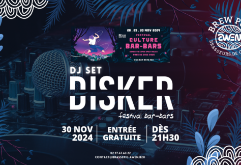 Affiche soirée festival Bar-Bars ave DJ Disker à l'Awen Brew Pub le 30 novembre 2024 dès 21h30