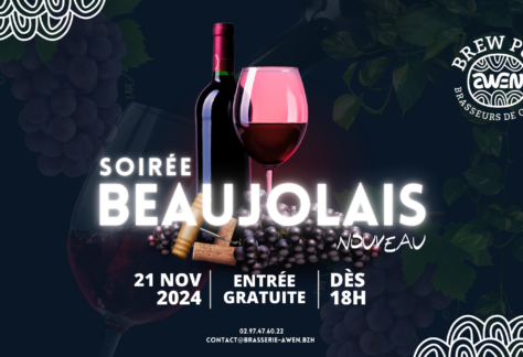 Affiche soirée Beaujolais Nouveau à l'Awen Brew Pub le 21 novembre 2024 dès 18h